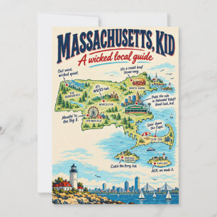 Funny Massachusetts Map Poster Wicked Local Save The Date