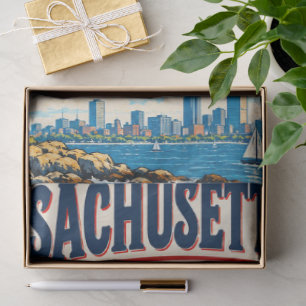 Funny Massachusetts Map Poster Wicked Local Tissue Paper