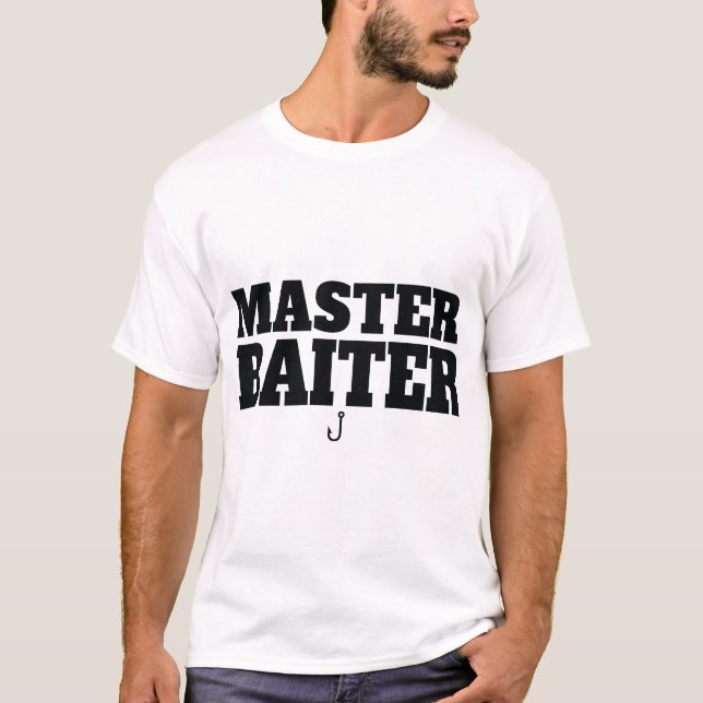 Funny Master Baiter Fishing Pun Bold  T-Shirt (Front)