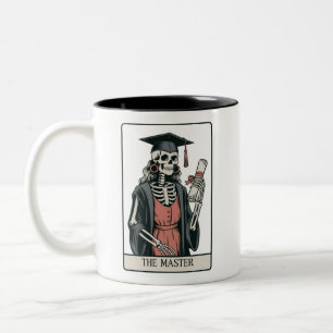 Funny Master Graduation Gift Skeleton Graduate Two-Tone Coffee Mug