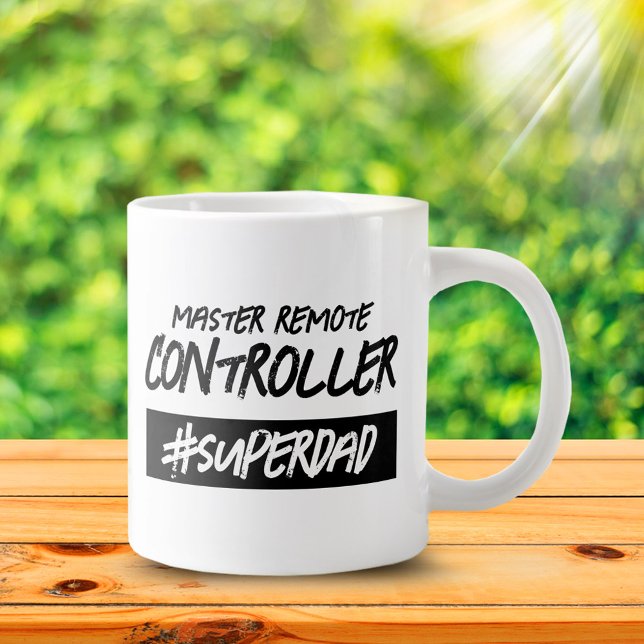 Funny Master Remote Controller Hashtag Super Dad Large Coffee Mug (Funny Master Remote Controller #Superdad Jumbo Coffee Mug Cover Photo.)