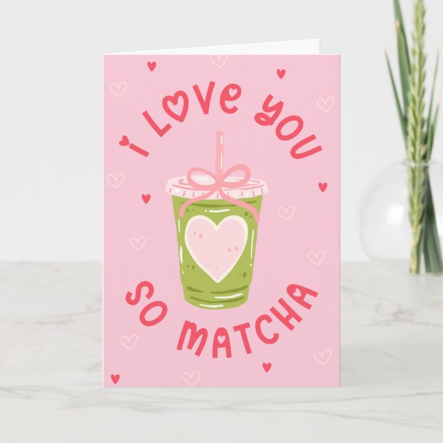 Funny Matcha Tea Pun Coquette Valentine Holiday Card (Front)
