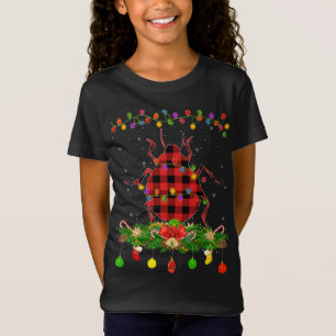 Funny Matching Buffalo Plaid Ladybug Christmas Paj T-Shirt