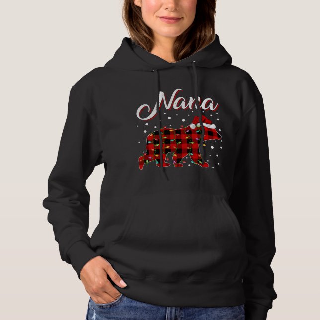 Funny Matching Buffalo Plaid Nana Bear Christmas P Hoodie (Front)