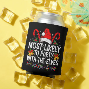 Funny Matching Christmas Most Likely To Party  Can Cooler