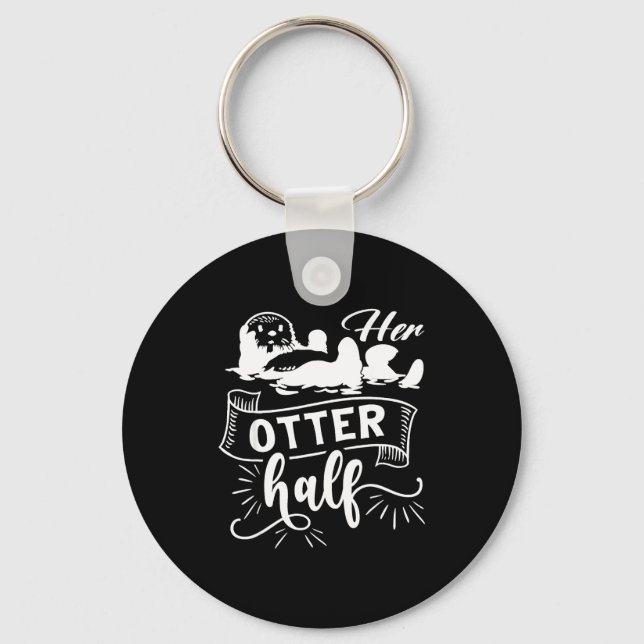 Funny Matching Couple His And Her Otter Half Valen Key Ring (Front)