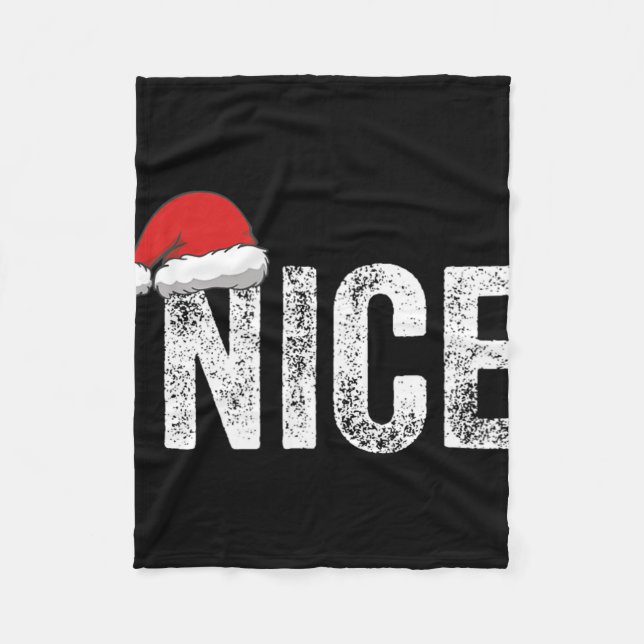 Funny Matching Couples Naughty Nice Christmas His  Fleece Blanket (Front)