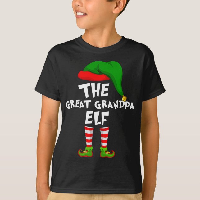 Funny Matching Family Christmas Great Grandpa Elf T-Shirt (Front)