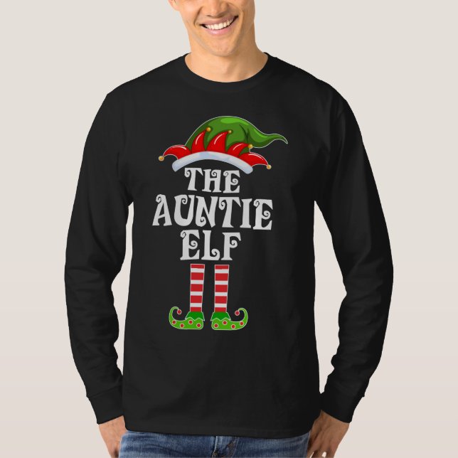 Funny Matching Family The Auntie Elf Christmas Cos T-Shirt (Front)