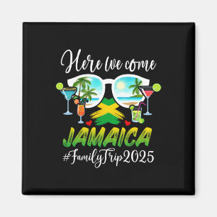 Funny Matching Family Trip Jamaica 2025 Black V-ne Magnet