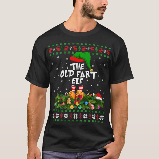 Funny Matching Family Ugly The Old Fart Elf Christ T-Shirt (Front)