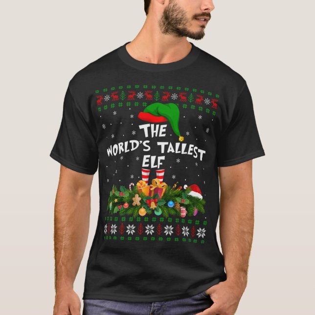 Funny Matching Family Ugly The World's Tallest Elf T-Shirt (Front)