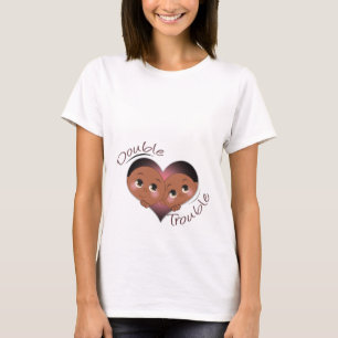 Funny  Maternity  - Twins Heart Double Trouble T-Shirt