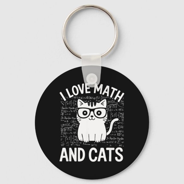 Funny Math and Cats Apparel for Teachers Students Key Ring (Front)