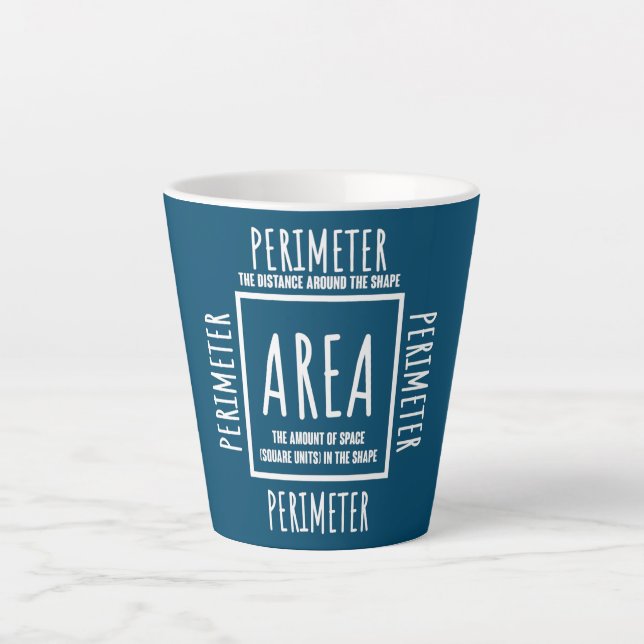 Funny Math Area and Perimeter Mathematics Teacher Latte Mug (Front)