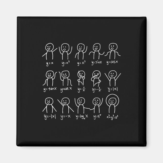 Funny Math Dances Happy Face Sketch Algebra Humour Magnet (Front)