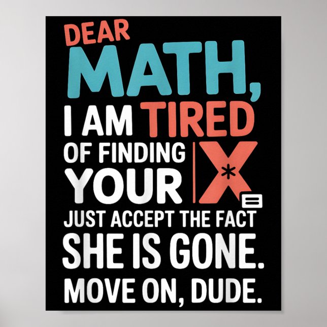 Funny Math Design For Boys Girls Math Teachers Men Poster (Front)