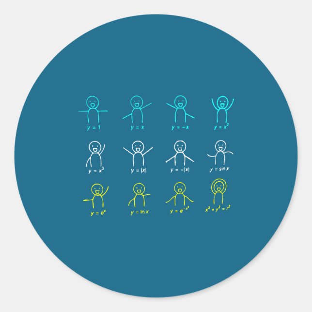 Funny Math Equation Figures Algebra Dance  Classic Round Sticker (Front)