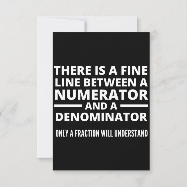 Funny Math  FINE LINE NUMERATOR DENOMINATOR Card (Front)
