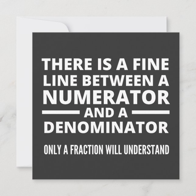 Funny Math  FINE LINE NUMERATOR DENOMINATOR Invitation (Front)