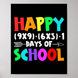 Funny Math Formula 100 Days Of School Boy Girl Tea Poster