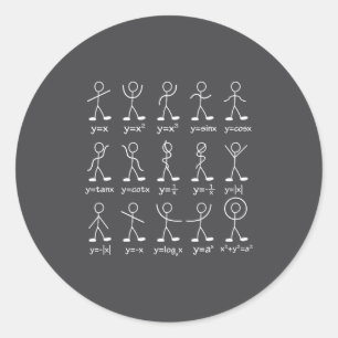 Funny Math Graph Stick Figures Algebra Calculus Hu Classic Round Sticker