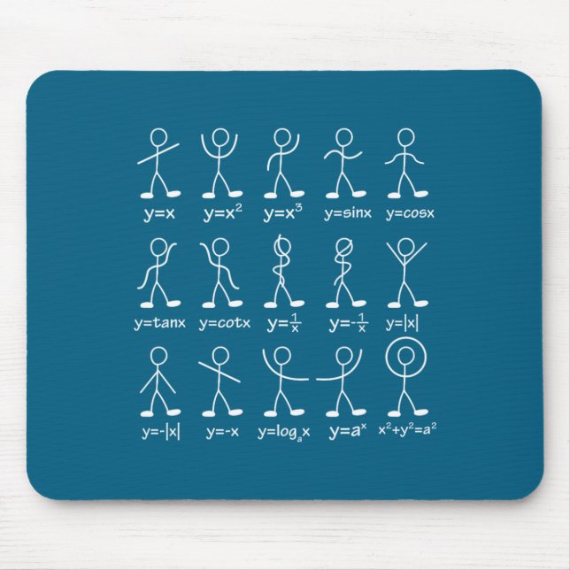 Funny Math Graph Stick Figures Algebra Calculus Hu Mouse Pad (Front)