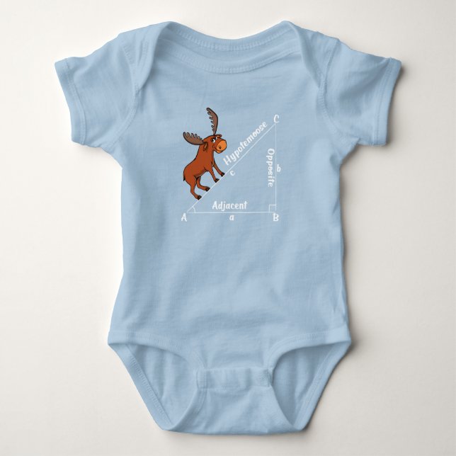 Funny Math Hypotemoose Geometry Moose Joke Pun Baby Bodysuit (Front)