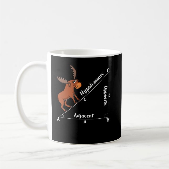 Funny Math Hypotemoose Geometry Moose Joke Pun Coffee Mug (Left)