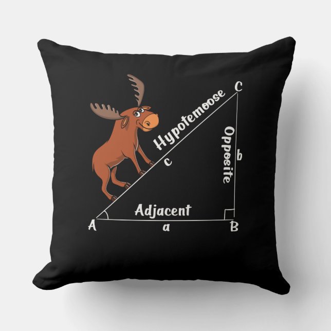 Funny Math Hypotemoose Geometry Moose Joke Pun Cushion (Front)