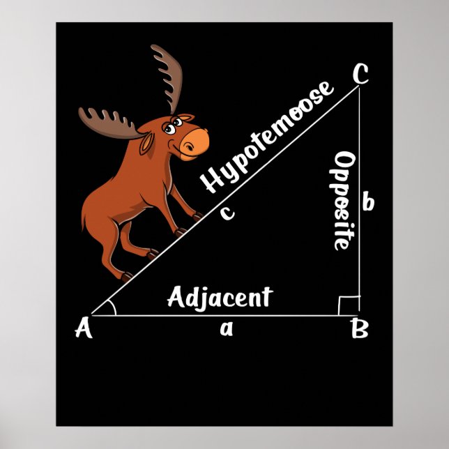 Funny Math Hypotemoose Geometry Moose Joke Pun Poster (Front)