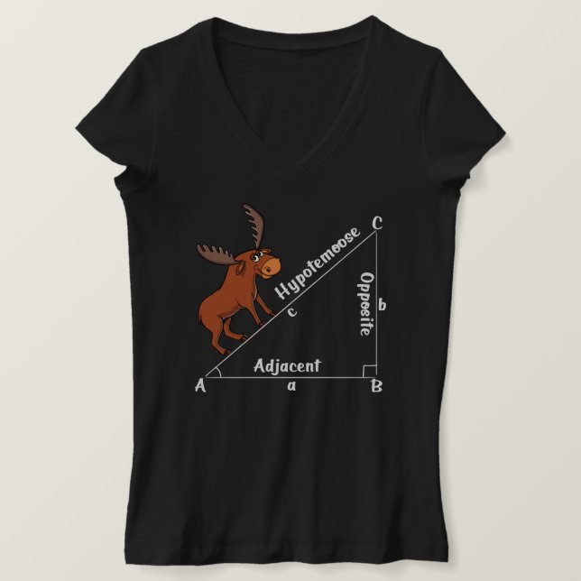 Funny Math Hypotemoose Geometry Moose Joke Pun T-Shirt (Design Front)