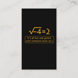 Funny Math Joke - imaginary number missing Business Card