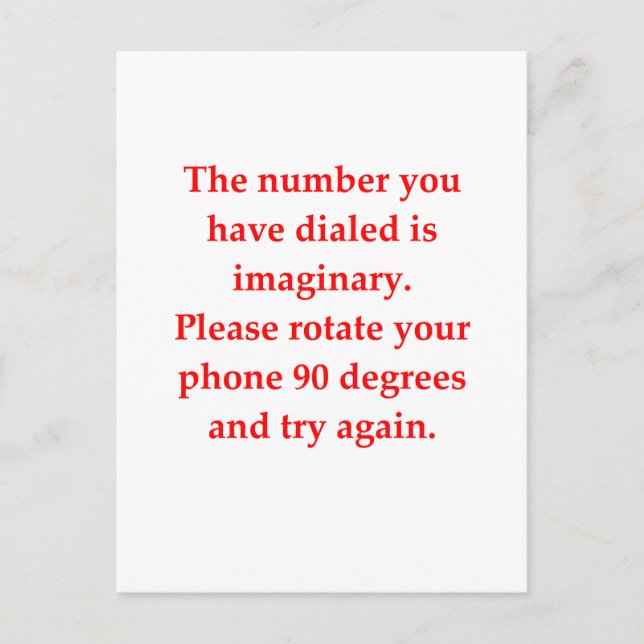 funny math joke postcard (Front)