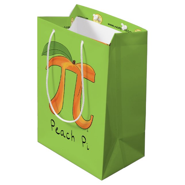 Funny Math Peach Pi Symbol Medium Gift Bag (Back Angled)