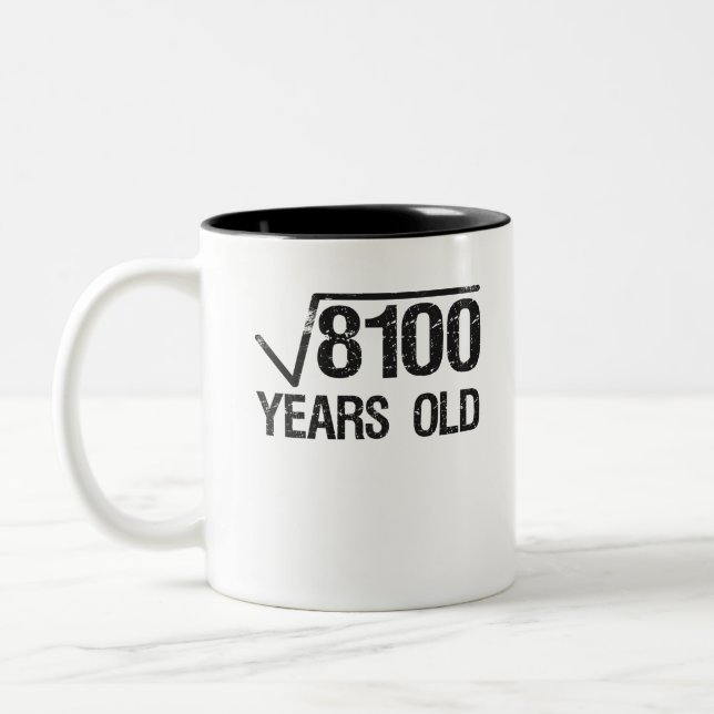 Funny Math Problem Square Root of 8100 Equal 90th Two-Tone Coffee Mug (Left)