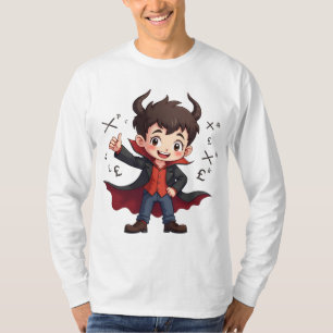 Funny Math Teacher Cartoon – Devilish Educator T-Shirt