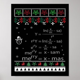 Funny Math Teacher Christmas Merry Xmas In Math Eq Poster