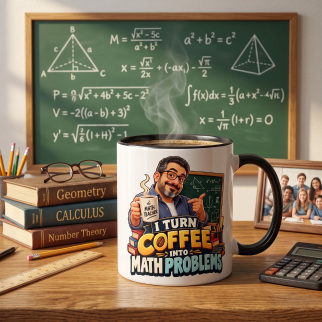 Funny Math Teacher Coffee Quote Two-Tone Coffee Mug (Creator Uploaded)