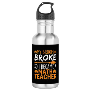 Funny Math Teacher Halloween Broom 532 Ml Water Bottle