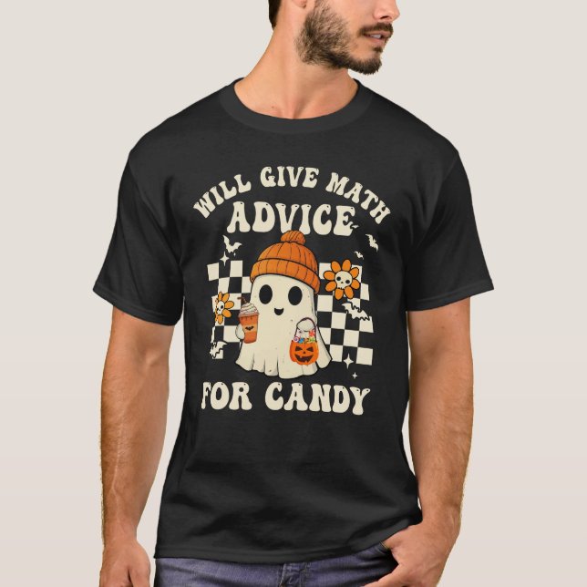 Funny Math Teacher Halloween Ghost Costume Math Lo T-Shirt (Front)
