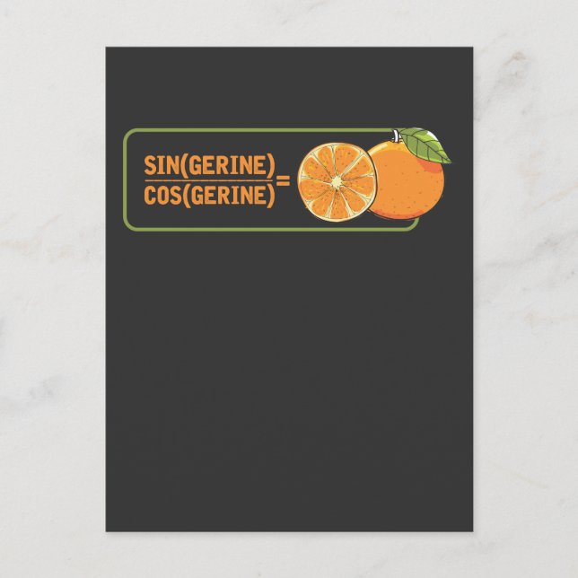 Funny Math Teacher Tangerine mathematics Pun Postcard (Front)
