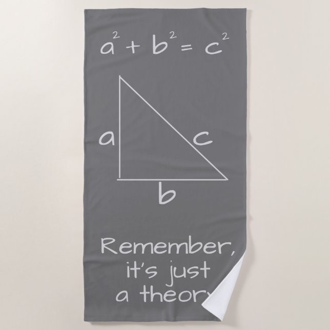 Funny Mathematical Algebra Geek Gray Beach Towel (Front)