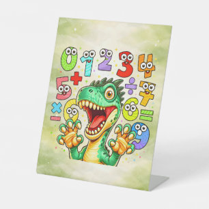 Funny Maths Dinosaur Numbers Desk Art for Kids Pedestal Sign
