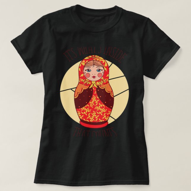 Funny Matryoshka Russian Nesting Dolls T-Shirt (Design Front)