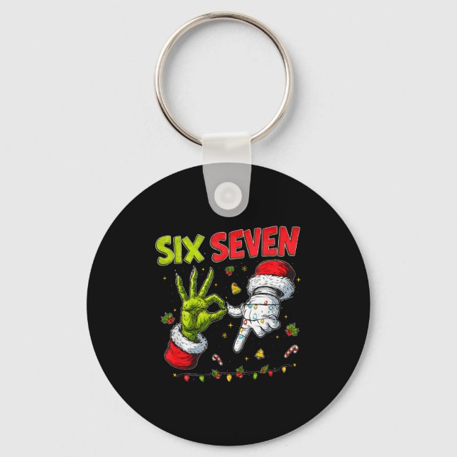 Funny Mean Guy Christmas Viral 6 7 Six Seven Meme  Key Ring (Front)