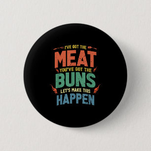 Funny Meat And Buns Bbq Gift For Grill Lovers 6 Cm Round Badge