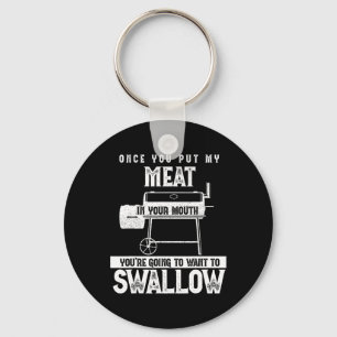Funny Meat Smoke Grilling Party Bbq Smoking Pig Po Key Ring