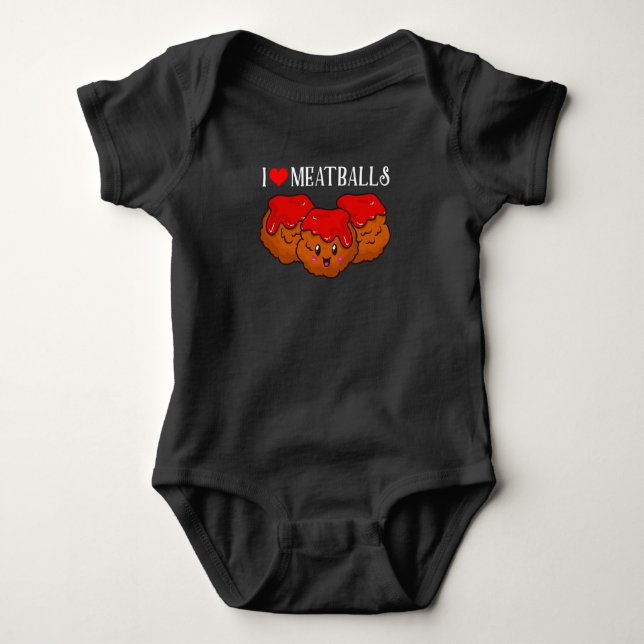 Funny Meatball lover Kawaii Food Fan Baby Bodysuit (Front)