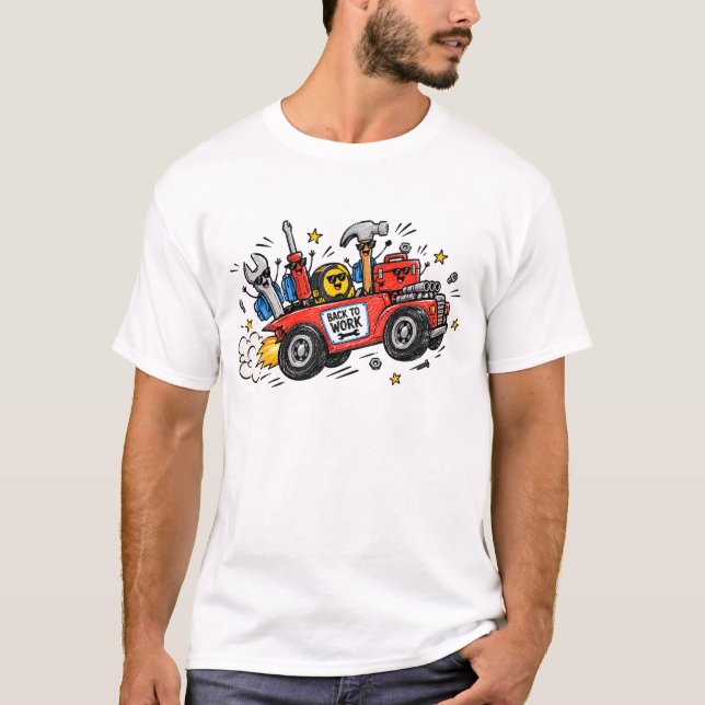 Funny Mechanic Back To Work – Tool Crew Rocket T-Shirt (Front)